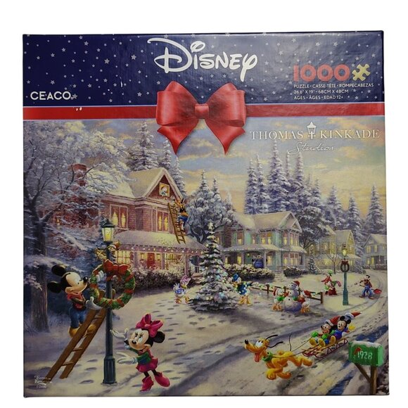 Disney Other - Ceaco Disney Thomas Kinkade 1000 Piece Mickeys Victorian Christmas Jigsaw Puzzle